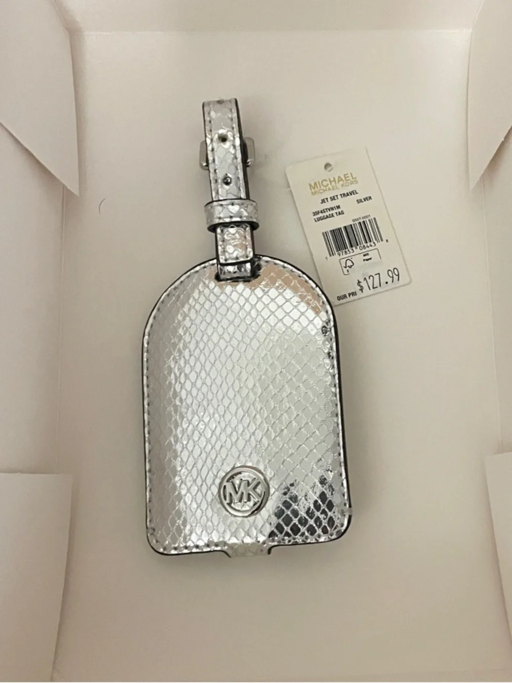 MICHAEL KORS JET SET TRAVEL SILVER LUGGAGE TAG